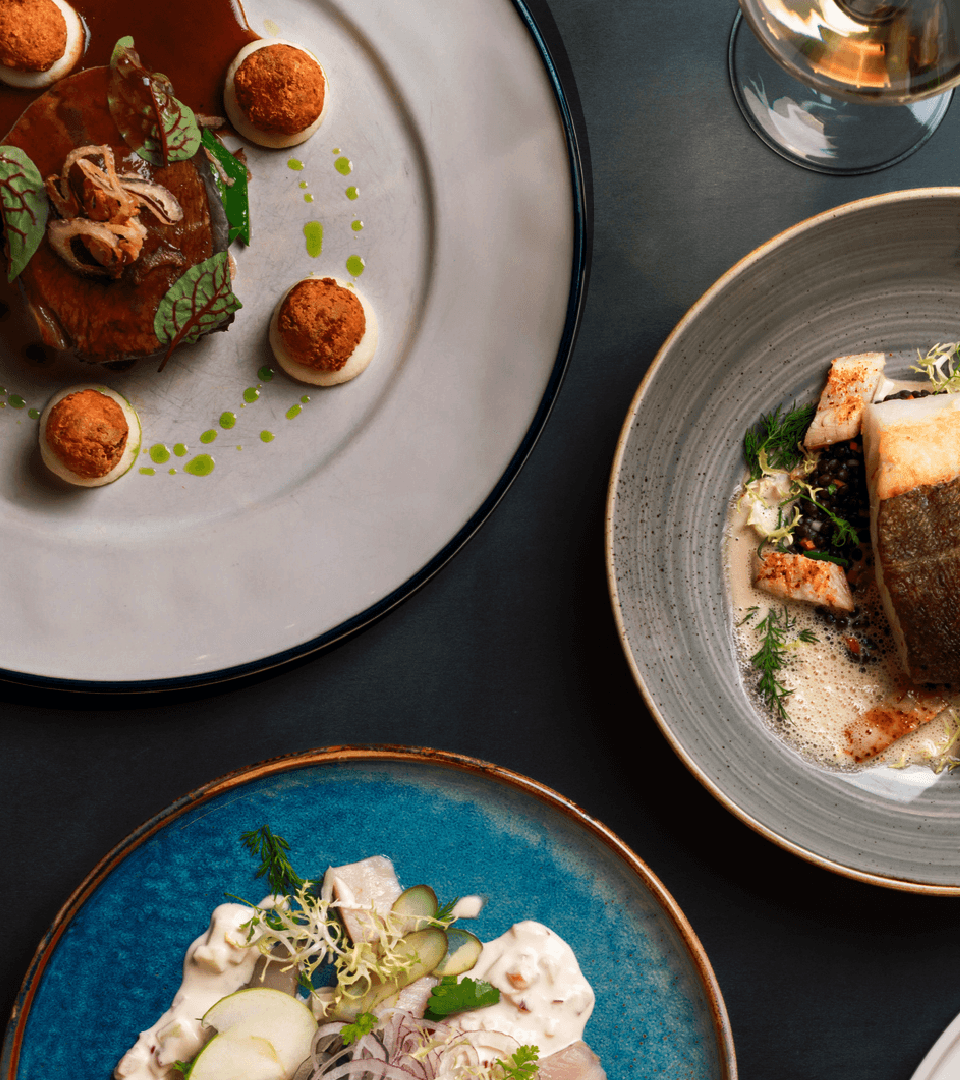 Fine dining plates on a table